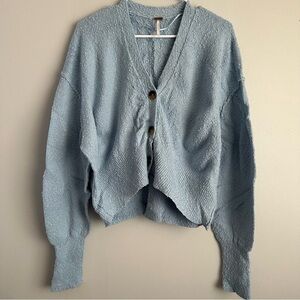 Free People Found My Friend Cardi Aqua Haze size small S oversized cardigan